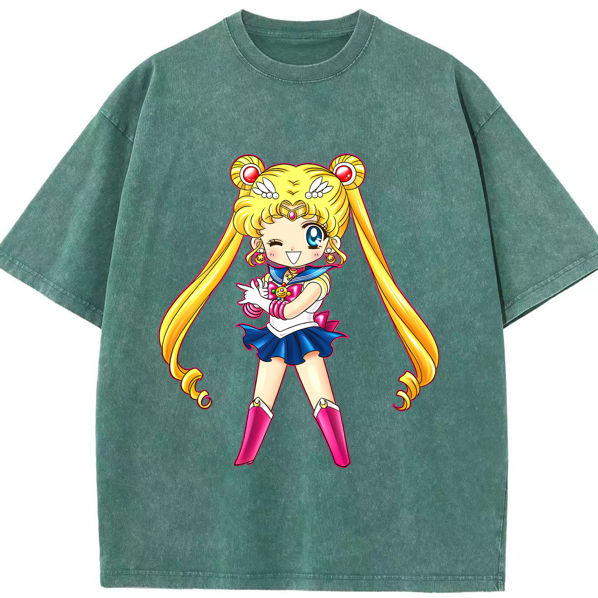 （画像用） 美少女戦士セーラームーン 月野 うさぎ つきの うさぎ Sailor Moon Tsukino Usagi 綿100% ヴィンテージ風 半袖Tシャツ（フロントプリント）